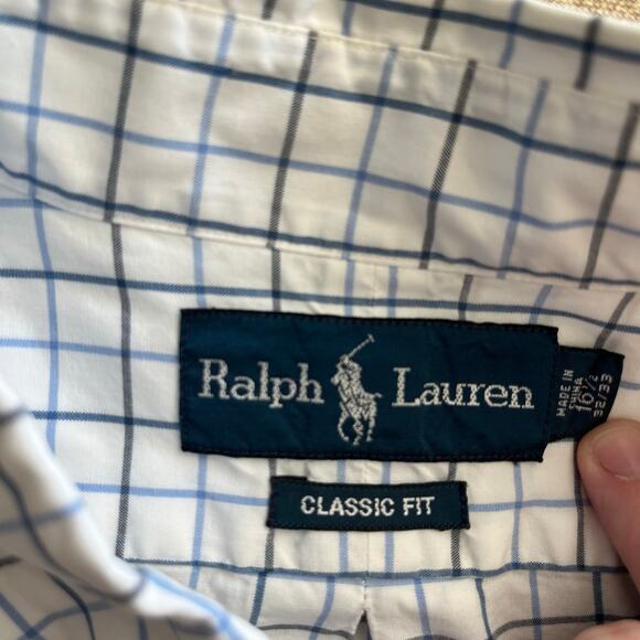 Ralph Lauren Men’s White Grid Classic Fit Dress Shirt: 16 1/2 | 32/33 - Picture 4 of 5
